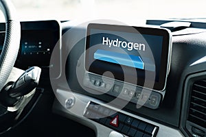 Truck dashboard with hydrogen level indication
