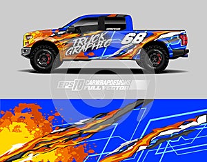 Truck decal, cargo van and car wrap vector, Graphic abstract grunge stripe designs for wrap branding vehicle.