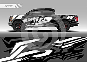 Truck decal wrap design vector. Graphic abstract stripe racing background kit designs for vehicle, race car, rally, adventure andT