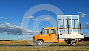 Truck delivering double-glazed winows