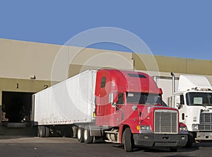 Truck delivering to warehouse