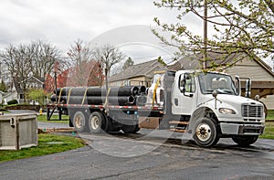 Truck Delivery of Corrugated Drainage Pipe