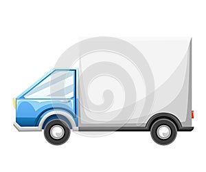 Truck delivery illustration isolated on background. Truck car in flat style. Trucking and delivery concept design. Web site