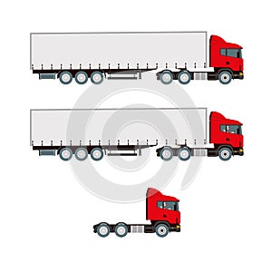 Truck delivery, lorry mock-up isolated template on white background.