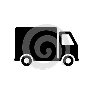 Truck Delivery Service Black Silhouette Icon. Cargo Van Fast Shipping Glyph Pictogram. Courier Truck Deliver Order