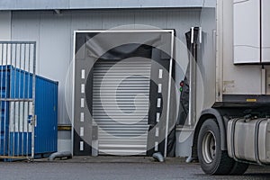 Truck at the depot of a forwarding company.