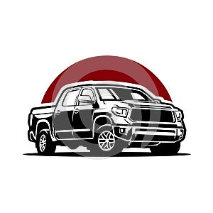 Truck double cabin heavy duty silhouette logo vector isolated