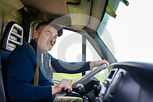 Truck driver driving his van