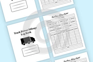 Truck driver KDP interior journal. Truck fuel purchase checker and daily mileage tracker template. KDP interior notebook. Truck