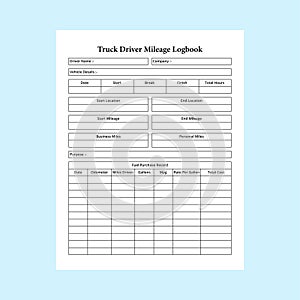 Truck driver mileage log book KDP interior. A truck driver and company information tracker notebook template. KDP interior journal