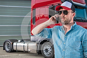 Truck Driver Ordering New Tractor Parts by Phone