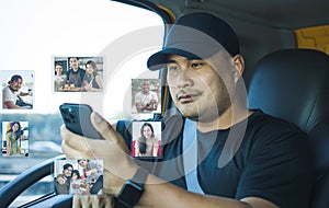 Truck driver Video call friends and family