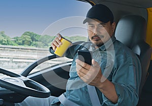 Truck driver Video call on the smartphone