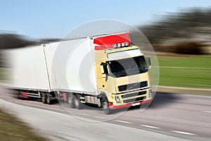 Truck driving on country-road/motion