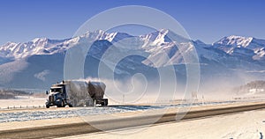 Truck driving in mountains