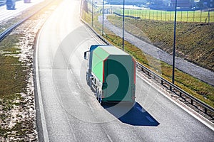 Truck driving on the road, speed logistics