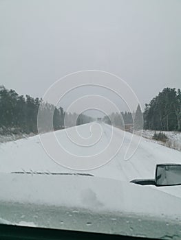 Truck Driving Winter Storm