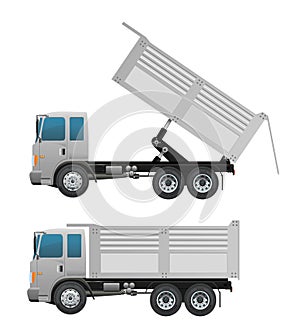 Truck dump and dumping action ten wheel