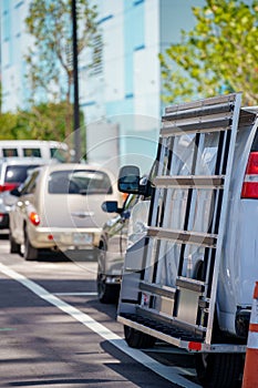 Truck equiped with a glass carrying rack