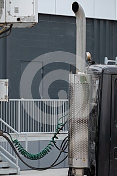 Truck Exhaust pipe in a vehicle parking lot