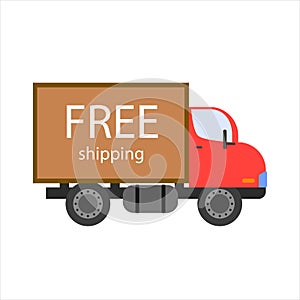 Truck fast and free delivery, vector illustration