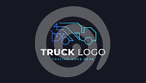 Truck or Fast Shipping Logo Design with Linear Concept in Blue Gradient