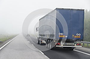 Truck and fog