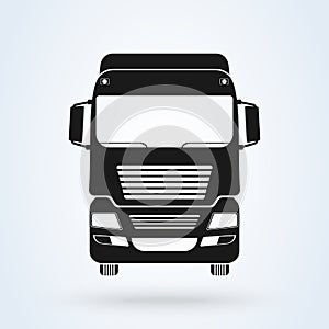 Truck front icon vector illustration. Isolated on White. Freight Solutions. Trucking Logo