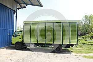 Truck on garage transports