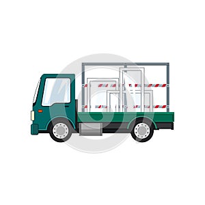 Truck with Glass on a White Background