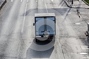 Truck goes on a city street