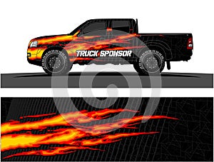 Truck graphics. Vehicles racing stripes vector background