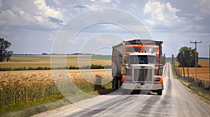 A truck hauling a load of wheat to a biorefinery showcasing the potential for utilizing commonly grown crops in the