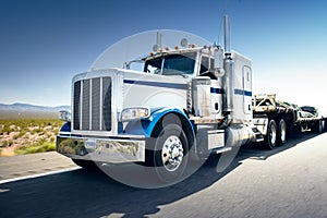 Truck and highway at day - transportation background