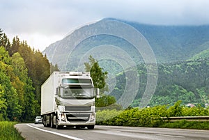 Truck on highway in the highlands photo