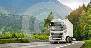 Truck on highway in the highlands