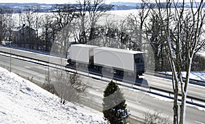 Truck, highway and snow