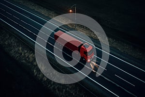 Truck highway top view. Generate Ai