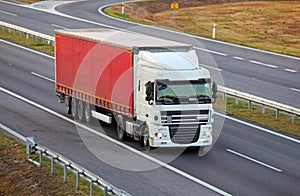 Truck on highway, trucking photo