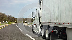 Truck on a highway in US, closeup side view