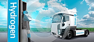 Truck on hydrogen fuel with H2 filling station