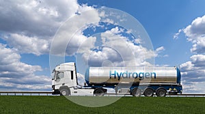 Truck with hydrogen tank trailer photo