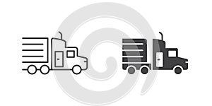 Truck icon in flat style. Freight vector illustration on isolated background. Delivery sign business concept