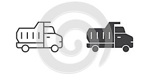 Truck icon in flat style. Freight vector illustration on isolated background. Delivery sign business concept