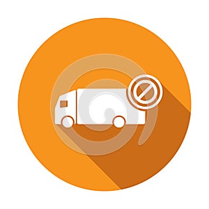 Truck icon with not allowed sign. Truck icon and block, forbidden, prohibit symbol. Vector icon