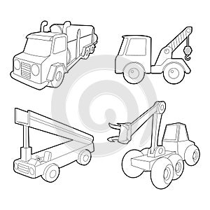 Truck icon set, outline style