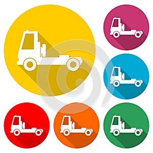 Truck icon, Truck silhouette, color icon with long shadow