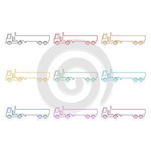 Truck icon, Truck silhouette, color icons set