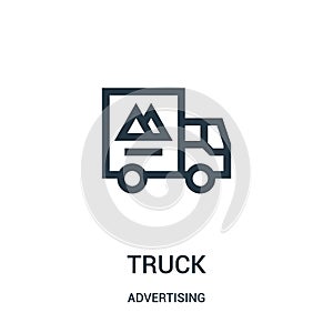 truck icon vector from advertising collection. Thin line truck outline icon vector illustration