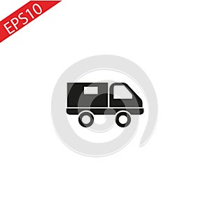 Truck icon vector. Delivery van, service concept, Minimalistic sign isolated on white background. Trendy Flat style for graphic de